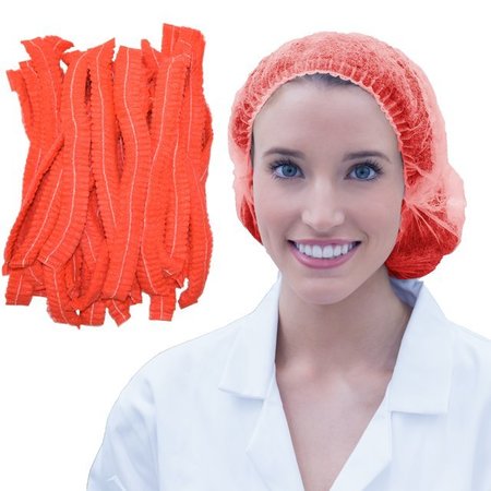 SIRIUS PROTECTIVE PRODUCTS 24In Red Disposable Bouffant Hair Nets, High Quality Breathable Material, 100PK PP2MC24